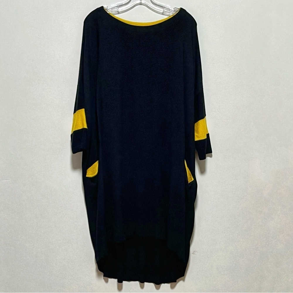 Chiara Cocol Milano Stylish comfort charcoal & yellow knit modern tunic dress